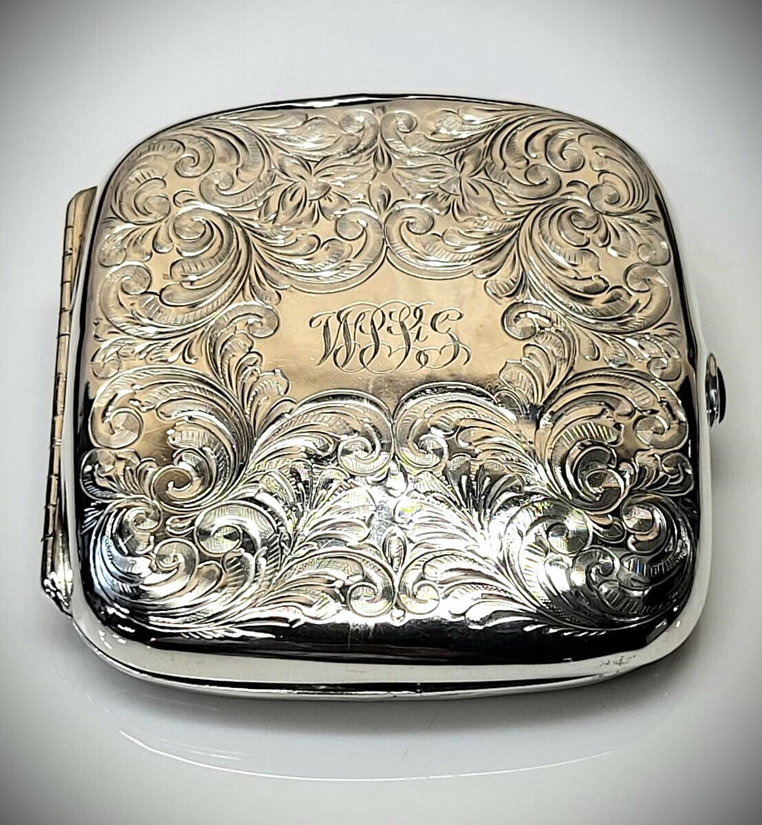 SALE Early '20s Fully Engraved Sterling Silver Smokes Case Watrous Co.  3 ozt
