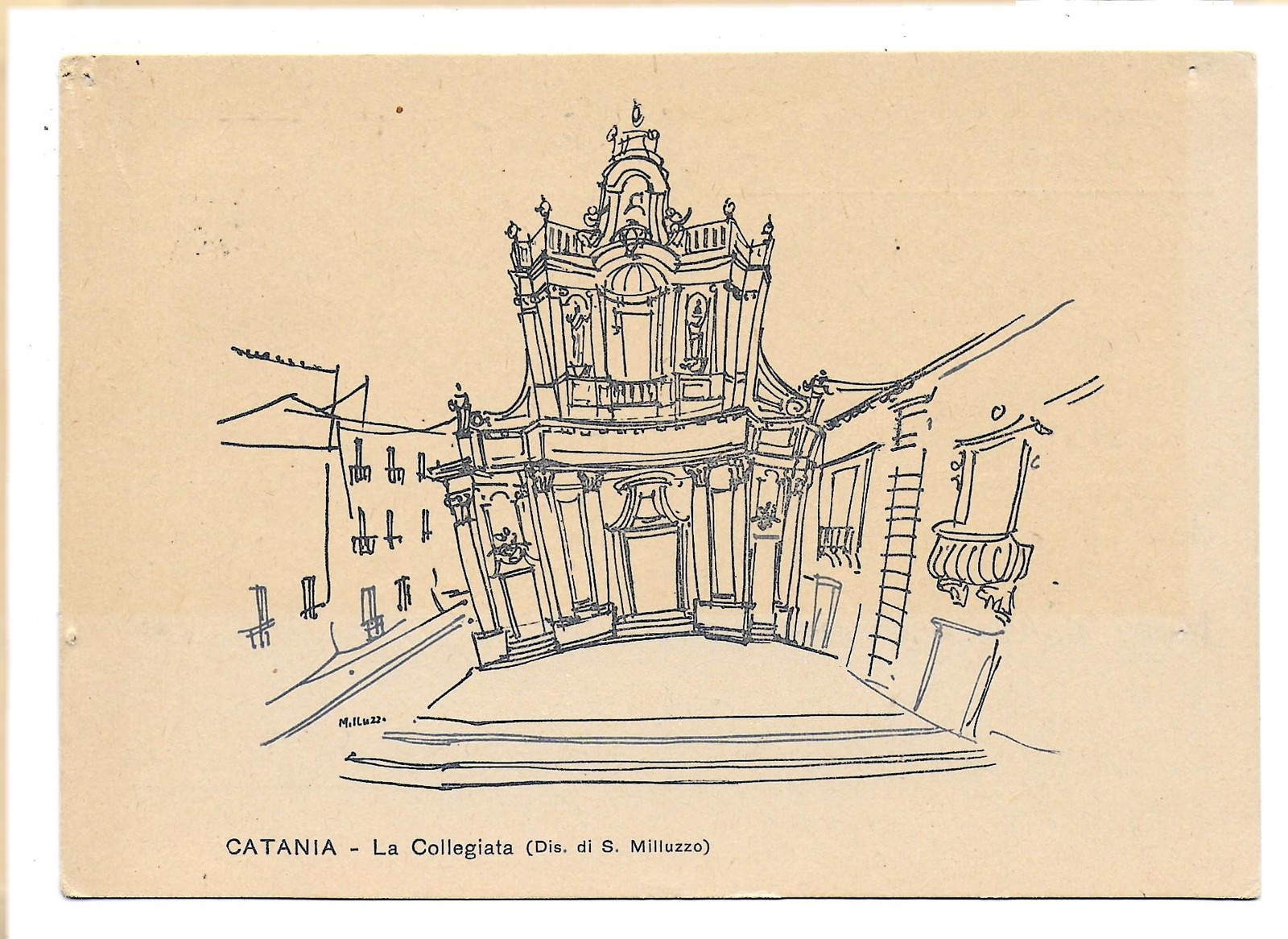 QSL Radio Roma Italia Rome Italy 1954 Catania Sicily La Collegiata DX SWL