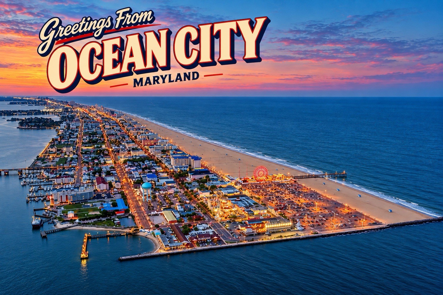 Greetings From Ocean City, MARYLAND Modern Large Letter Postcard E223
