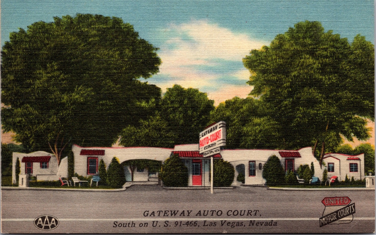 Las Vegas Nevada Gateway Auto Court Motor Court Linen Postcard