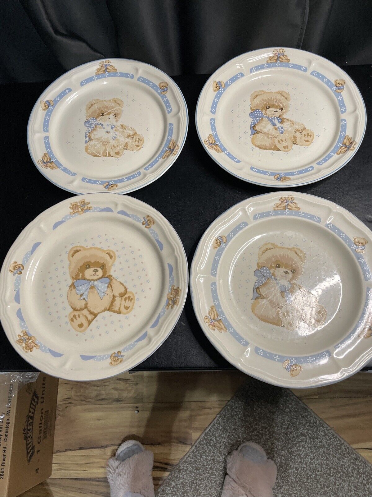 Vintage Stoneware Tienshan Teddy Bear Dinner Plates Set Of 4