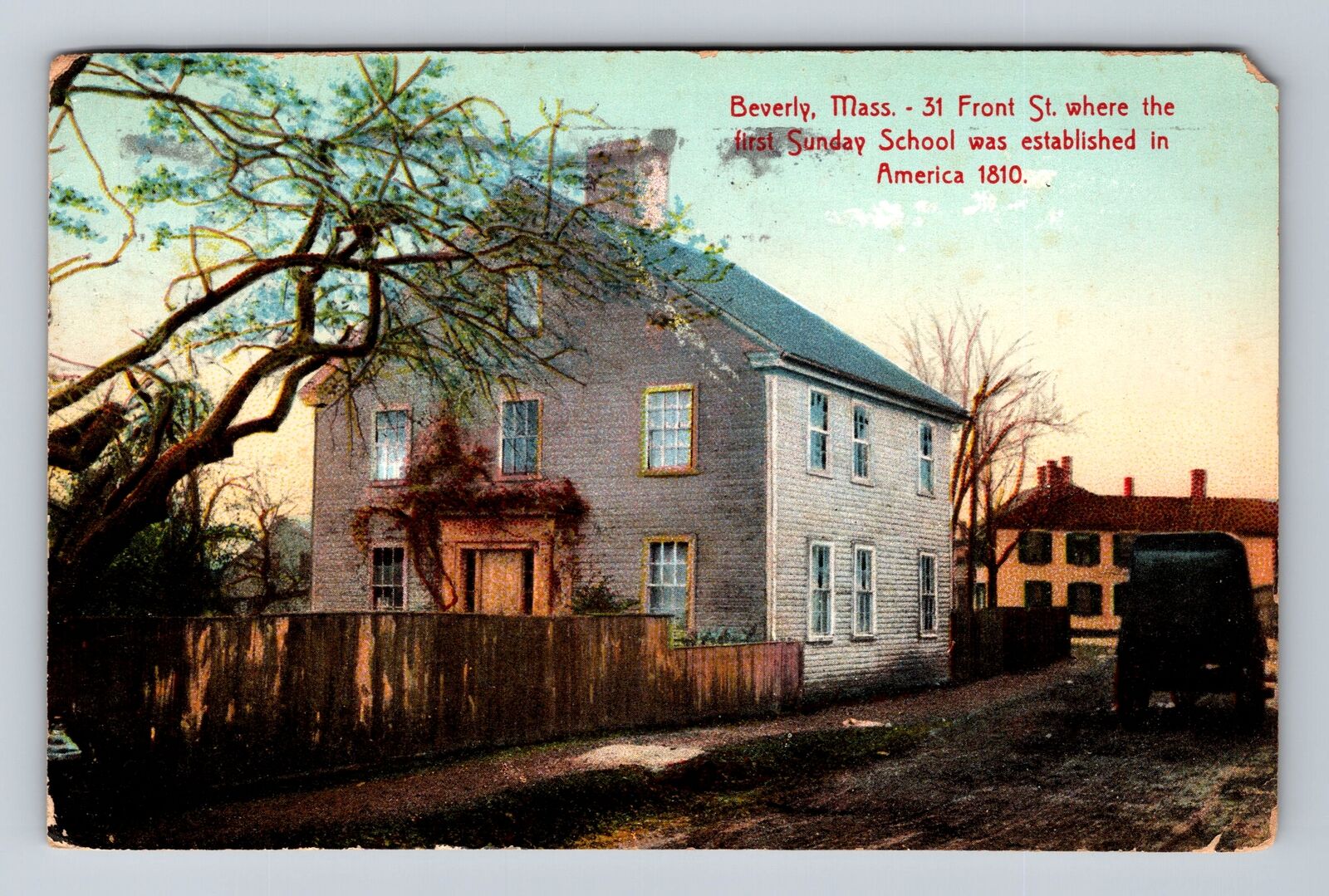 Beverly MA-Massachusetts, Front Street, Antique, Vintage c1907 Postcard