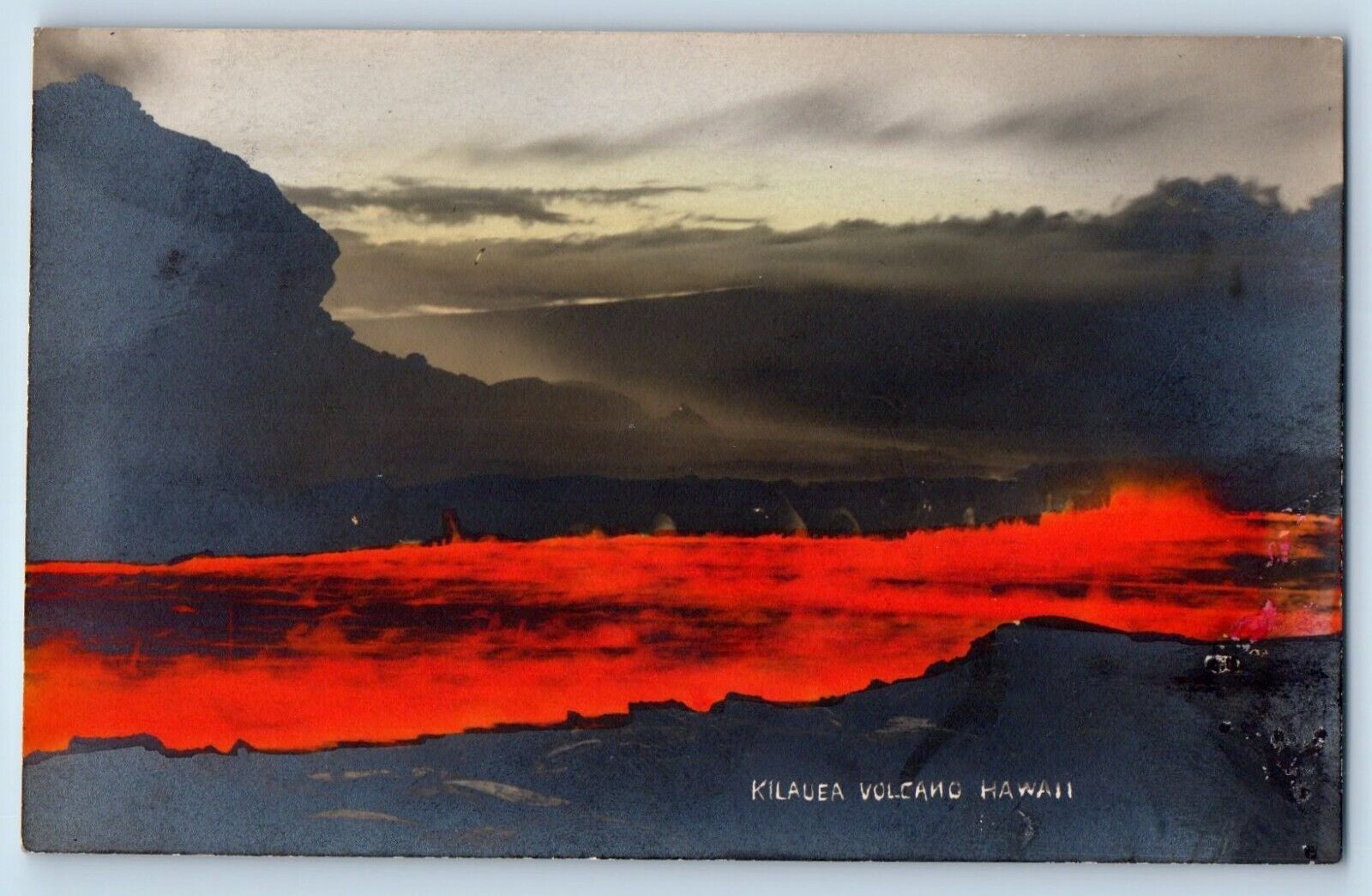 Hawaii HI Postcard RPPC Photo View Of Kilauea Volcano c1910's Unposted Antique