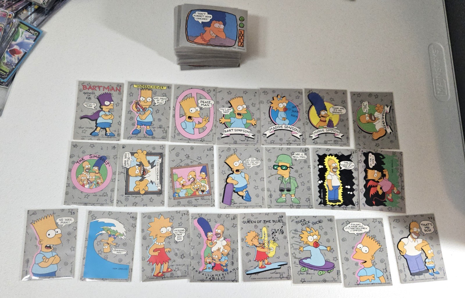 1990 Topps The Simpsons Complete Set Bartman #1 88 Cards 22 Stickers BART Rookie