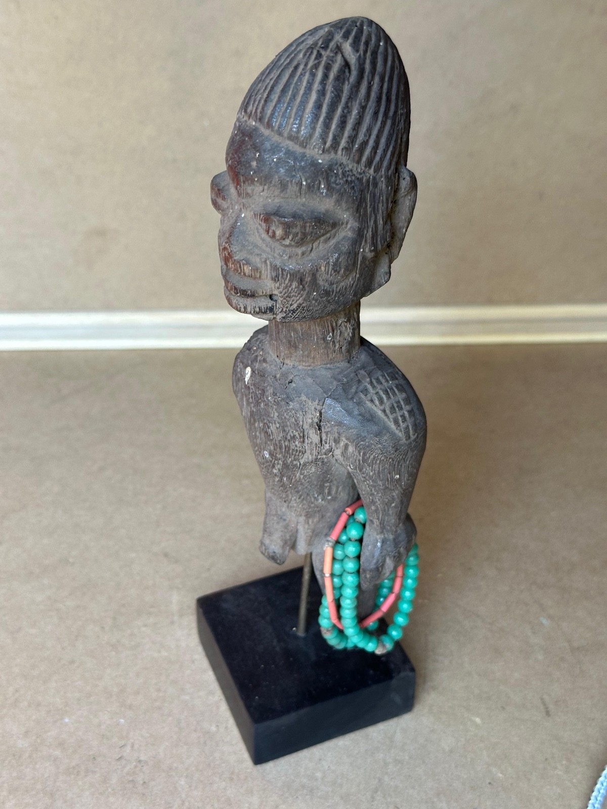 Antique Yoruba Ere Ibeji Figure - Lone Twin with Pronounced Age and Erosion