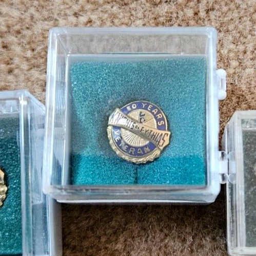 Vintage Knights Of Pythias 50 Years Veteran Medal Pin Tie Tack Lapel & Box