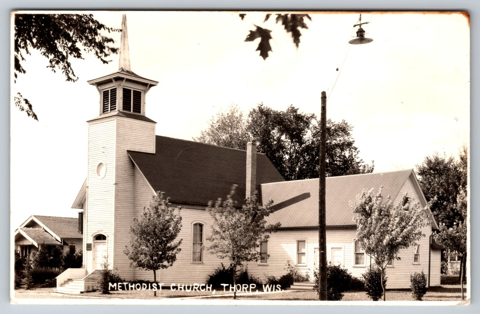 Thorp Wisconsin RPPC Methodist Church Street View Vintage Photo Postcard Wis Thorp Wisconsin RPPC Methodist Church Street View Vintage Photo Postcard Wis