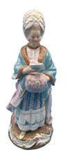 Beautiful Meissen Cross Swords Lady w/Race Card & Muff. Read Main Description picture