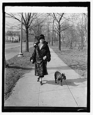Photo:Mrs. Mary Roberts Rinehart Walking with Dog, 1927 picture