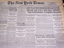 1931 JUNE 23 NEW YORK TIMES - DEBT PLAN WINS FRENCH FAVOR - NT 3957 picture