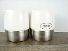 Starbucks Coffee 2005 Sugar and Creamer Set Buff Ceramic And Stainless No Lid picture