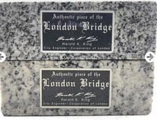 Lot Of 2 Vintage 60’s Authentic Stone Piece of the London Bridge Paperweight picture