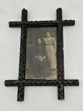 small Victorian chip carved tramp art frame  multi layer  black forest miniature picture