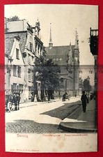 Postcard Gdansk around 1900 view into the Butcher's alleys with Franciscan monastery (100508 picture