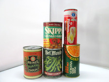 Vintage 1980’s Tin Can Coin Banks Heinz, Del Monte, Skippy, OJ and Pillsbury picture