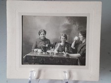 OOAK Antique 1913 Women Drinking Coffee Personal Portrait Matted Postcard Photo picture
