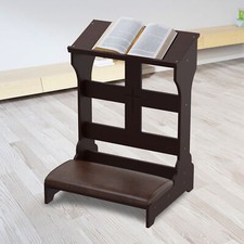 Prayer Bench Stool Solid Wood Church Prayer Padded Kneeler w/ Shelf and Cushion picture