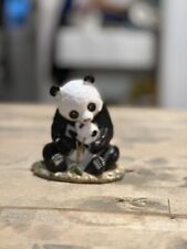 Homco Masterpiece Porcelain Figurine Panda Mother Bear & Baby Cub 1988 Bamboo picture