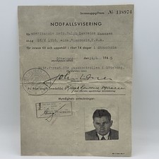Vintage 1945 Swedish Emergency Visa Ralph Maassen American WWII Era Document ID picture