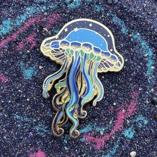 Astral Drifter - Celestial Space Jellyfish Enamel Pin picture