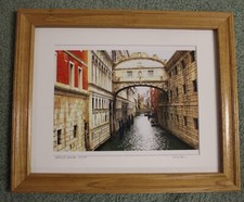 Oak Framed Original Signed Matted Color Photograph VENICE CANAL 2024 picture