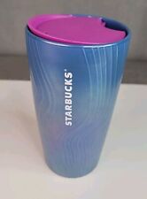Starbucks 2022 Spring Blue Teal Iridescent Ceramic Travel Tumbler w/ Pink Lid picture