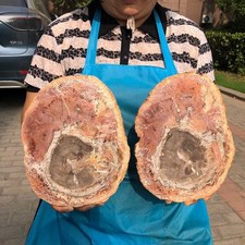 2pcs 7.12LB Natural Petrified Wood Crystal Fossil Slice Crystal Specimen 6167 picture