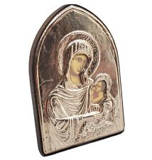 Vintage Marza Argenterie Sterling Silver Catholic Jesus and Mary Icon  picture