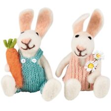 Primitives by Kathy Felt Bunny Rabbit Couple 2 Critter Ornament Spring Easter picture