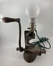 1890’s Antique Meat Grinder Table Lamp Vintage Industrial Decor Steampunk Works picture