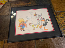 Michaels Looney Tunes Original Drawing Bugs Bunny Daffy Duck Signed Framed picture