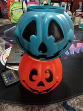 Vintage General Foams Plastic Blow Mold Trick Or Treat Halloween Pails Lot Rare picture