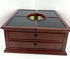 VTG Bombay Company Men Jewel Valet Box Wood Black Velvet Brass keydish 2 Drawer  picture