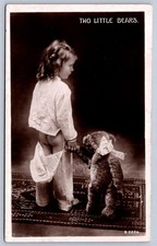K64/ Interesting RPPC Postcard c1910 Two Little Bears Teddy Bear Child 349 picture