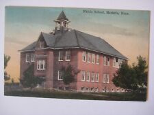 Postcard, Public School, Marietta, MN Minnesota, 1915 postmark picture