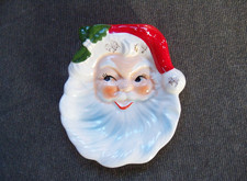1950s/60s Vintage Japan Quality Ceramic Painted Santa Face Tray / Wall Plague picture
