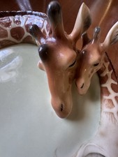 Vintage FRANZ Porcelain Handpainted Giraffe Mother & Baby, Dish #FZ00540 picture