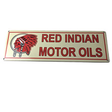 Vintage Red Indian Porcelain Sign - Large American Indian Service Gas Pump Sign picture