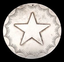 Vintage Sacajawea Southwestern Sterling Silver Navajo Star Concho Pendant 2 Inch picture
