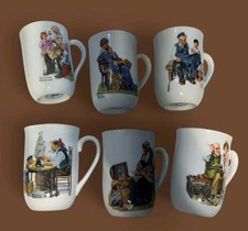 Norman Rockwell Vintage Set Of 6 Coffee Mugs. $35 picture