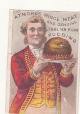 Atmore's Mince Meat English Plum Pudding Butler Tray Vict Card c1880s picture