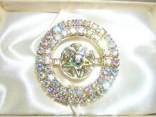 Buy 4+Get30% Brooch/Pin Pendant Gold? Masonic EASTERN STAR Ladies vtg RHINESTONE picture
