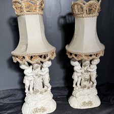 Matching Pair Of Cherub Putti Table Lamps Vintage Antique Victorian Style picture