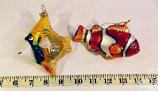 Kurt Adler Fish Ornament Yellow Glitter & Unbranded Hand Blown Goldfish Lot of 2 picture