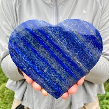 1.79LB Natural Lapis Lazuli Heart Healing Energy Wealth Crystal Home Decoration picture