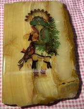 Honey Onyx Signed Hopi Kachina Plaque By Lowell Talashoma Sr. 8 Inches  picture