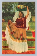 Antique Mexico Postcard Tehuana Woman Traditional Dress 1950 picture