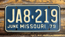 1979 Missouri Automobile License Plate JA8-219 picture