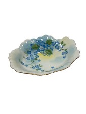 Vintage Leffon China Hand Painted Forget Me Not Trinket Dish Gold Trim Japan  picture
