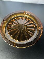 Vintage 1960s-70s Mid-Century Modern Amber Glass Round Ashtray  picture